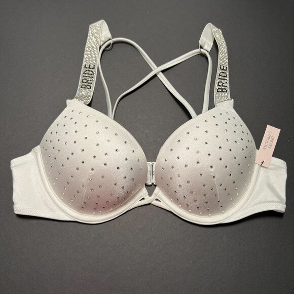 Victoria Secret 36A Bombshell Push Up Bikini Top Bride Shine Strap White - Picture 2 of 7